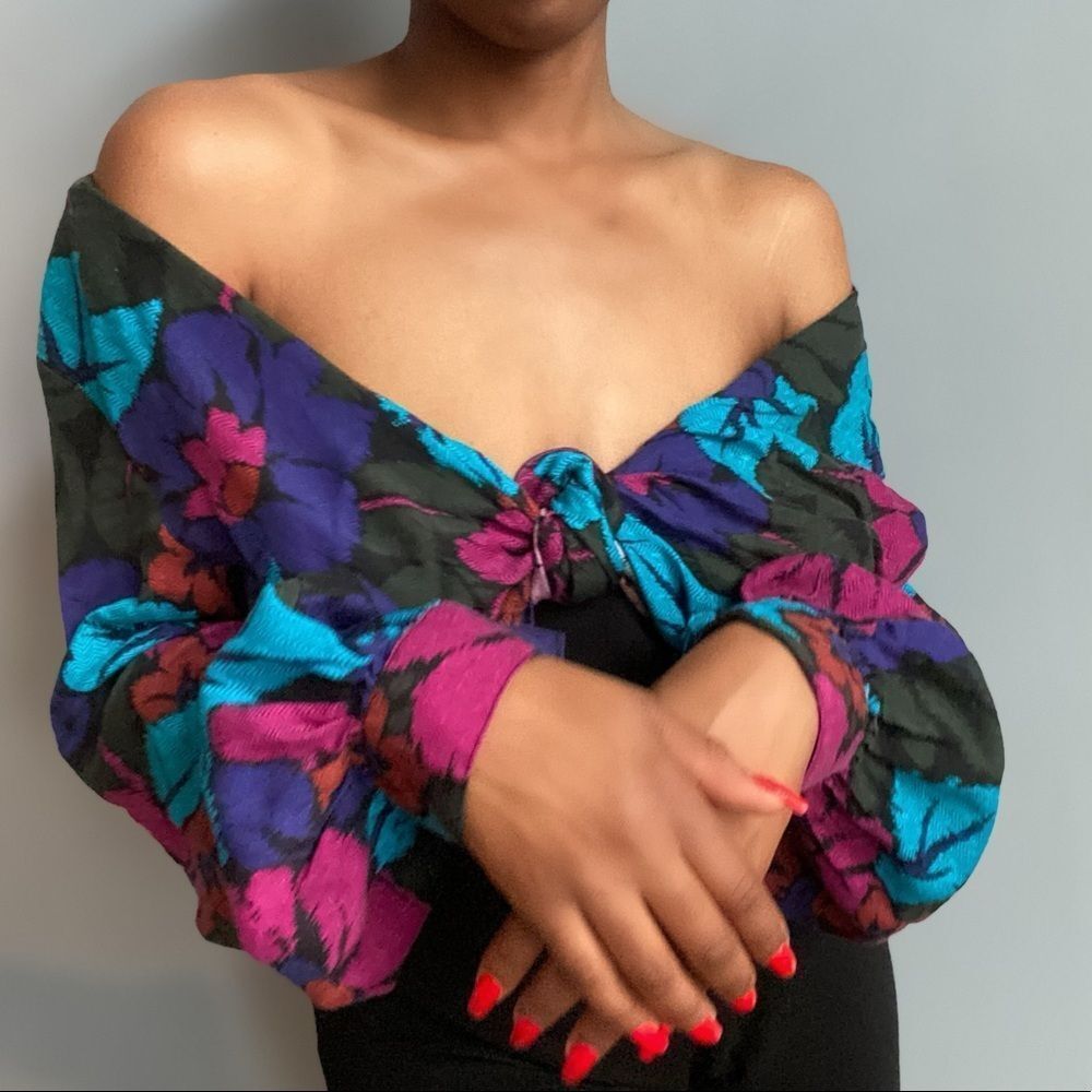 šøVintageĀ 80s Multi Colour Long Sleeve Topšø - Picture 4 of 11